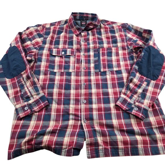 Wrangler Other - Wrangler ATG Shirt Mens XL Flannel Long Sleeve Plaid Cotton Button Up Patches